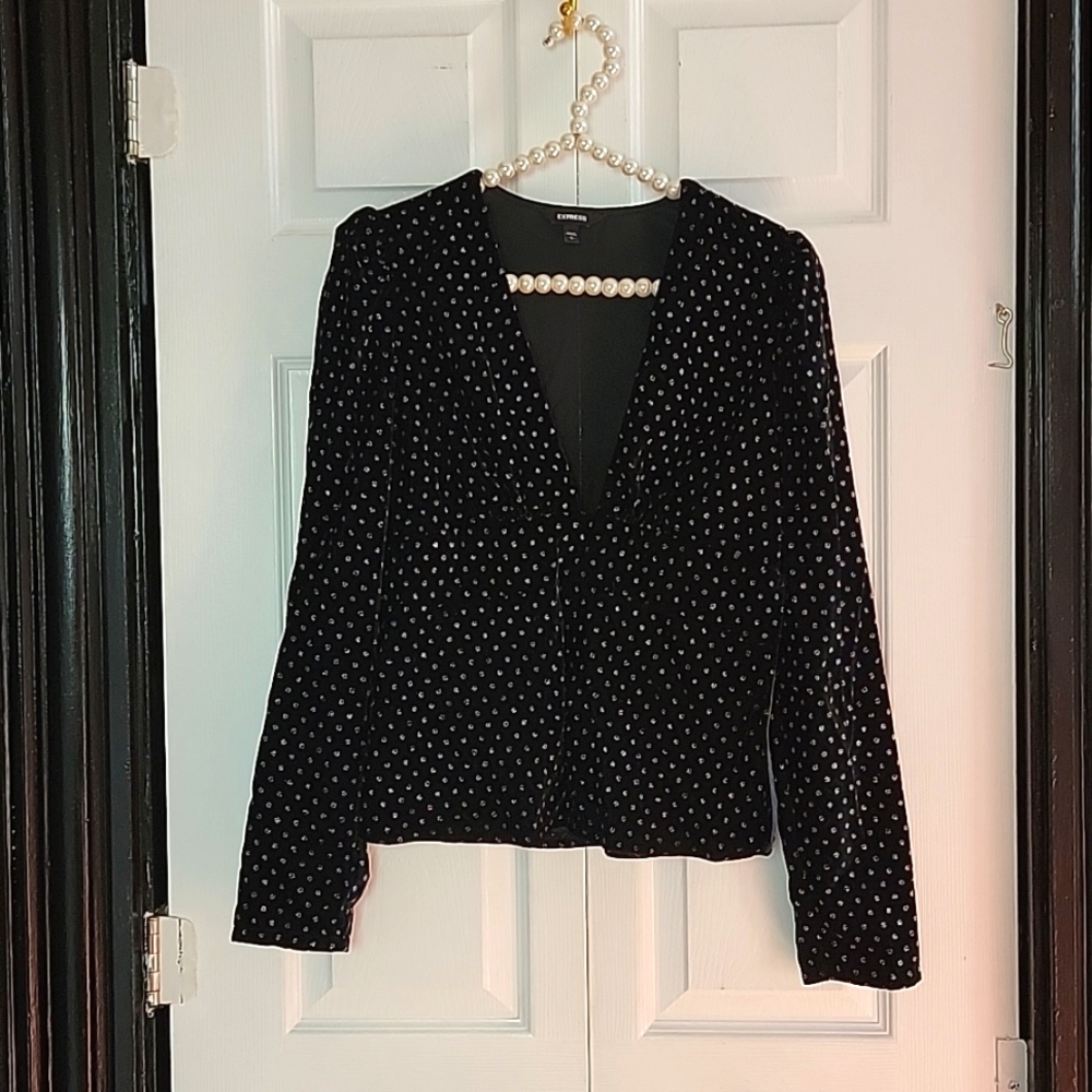 used Express Small black with shimmer long-sleeved
